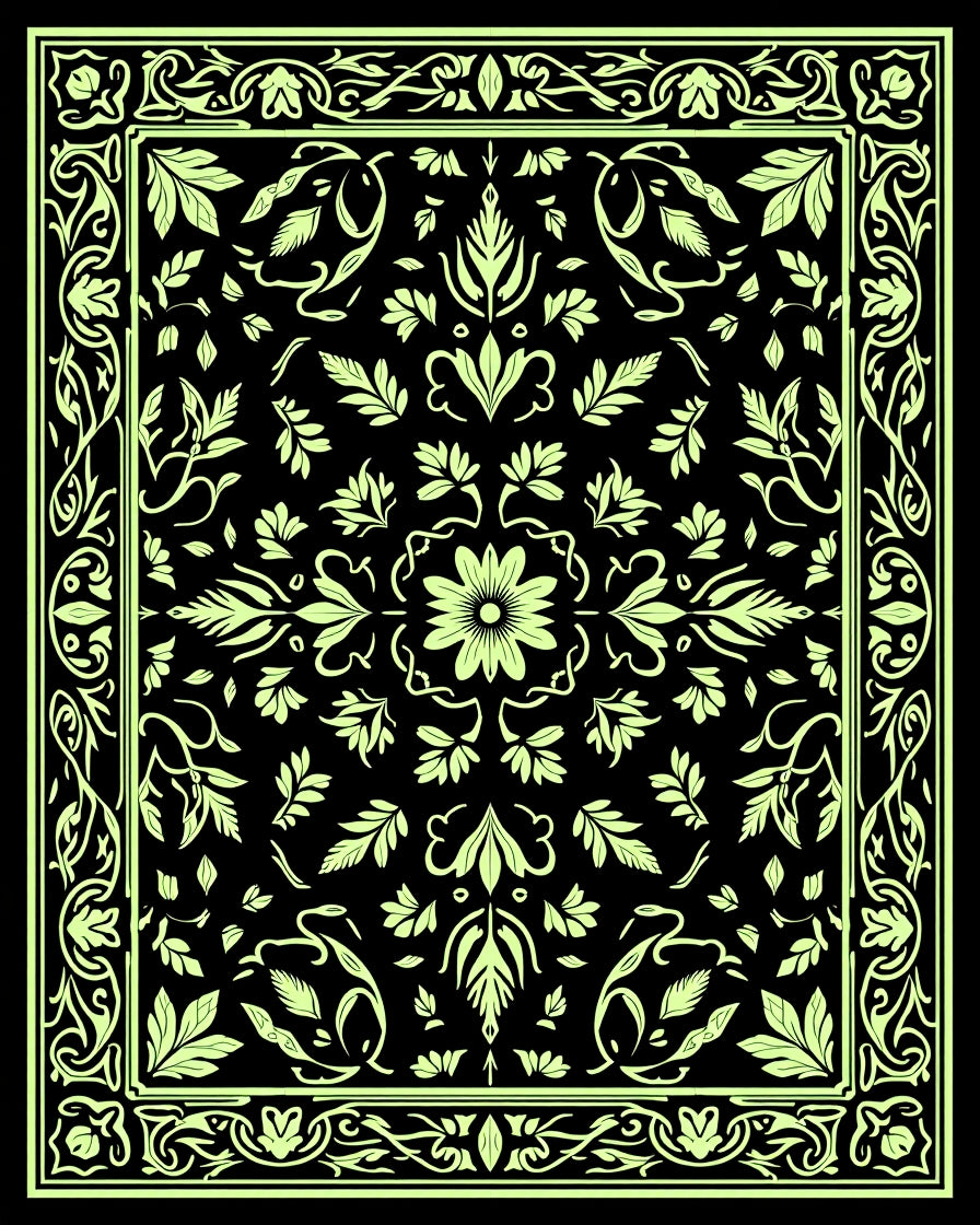 Art Nouveau Botanical Floral Pattern Rug