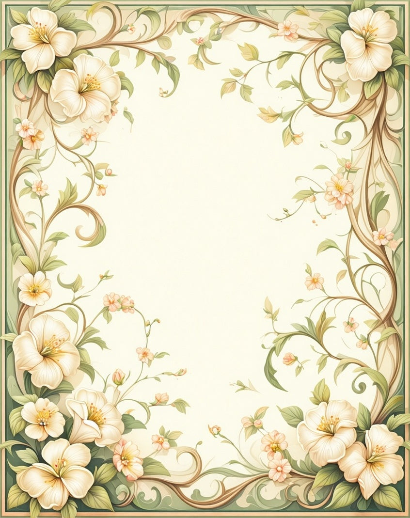 Floral Vine And Scrollwork Design Rug