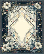 Art Deco Floral Geometric Pattern Rug