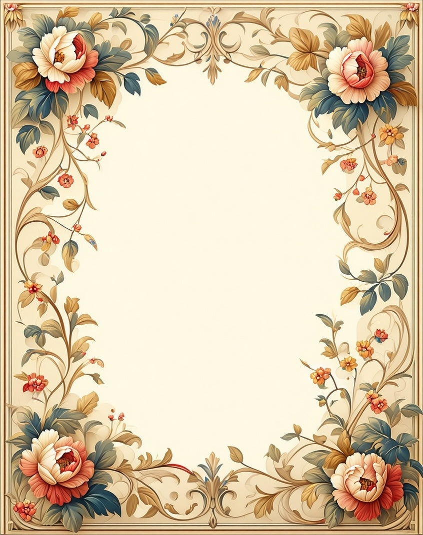 Vintage floral scrolls accent Rug
