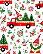 Red Gnome Truck Christmas Trees Snowflakes Rug