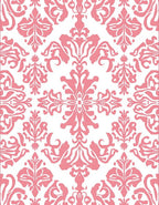 Ornate Pink Floral Damask Pattern Rug