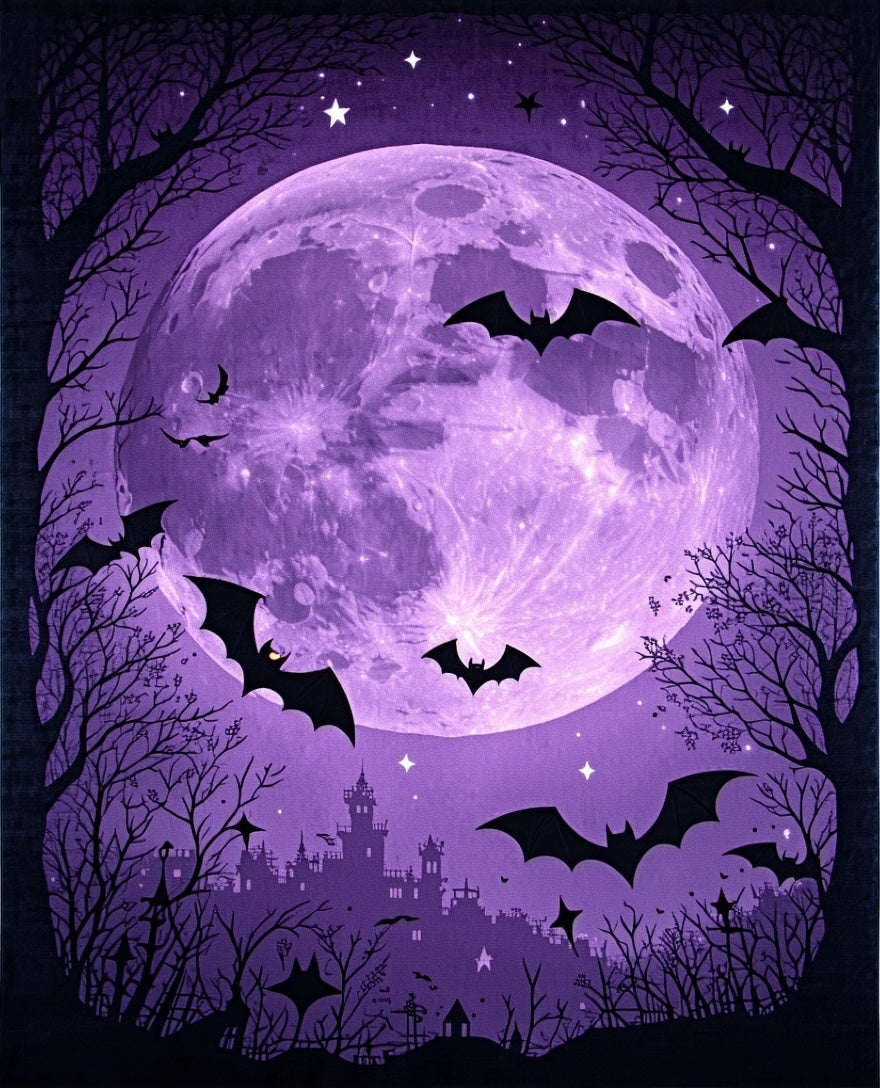 Mystical Moon Bats Halloween Design Rug