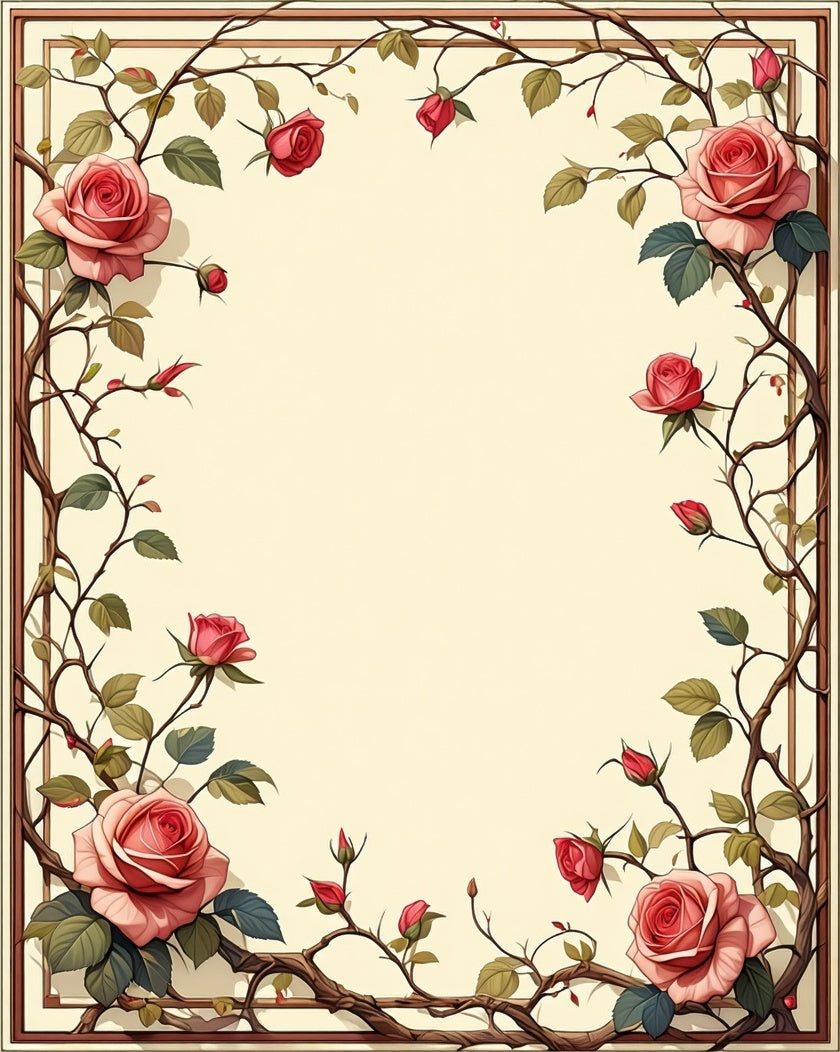 Vintage Rose Vine Pattern Rug