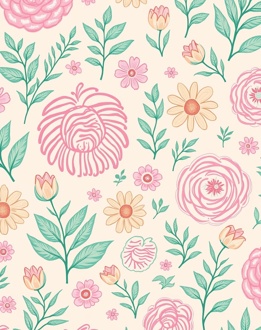 Pastel Floral Garden Pattern Rug