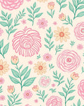 Pastel Floral Garden Pattern Rug