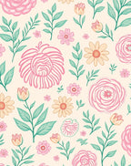 Pastel Floral Garden Pattern Rug