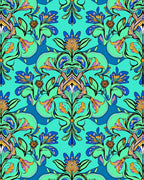 Vibrant Floral Symmetry Aquatic Design Rug