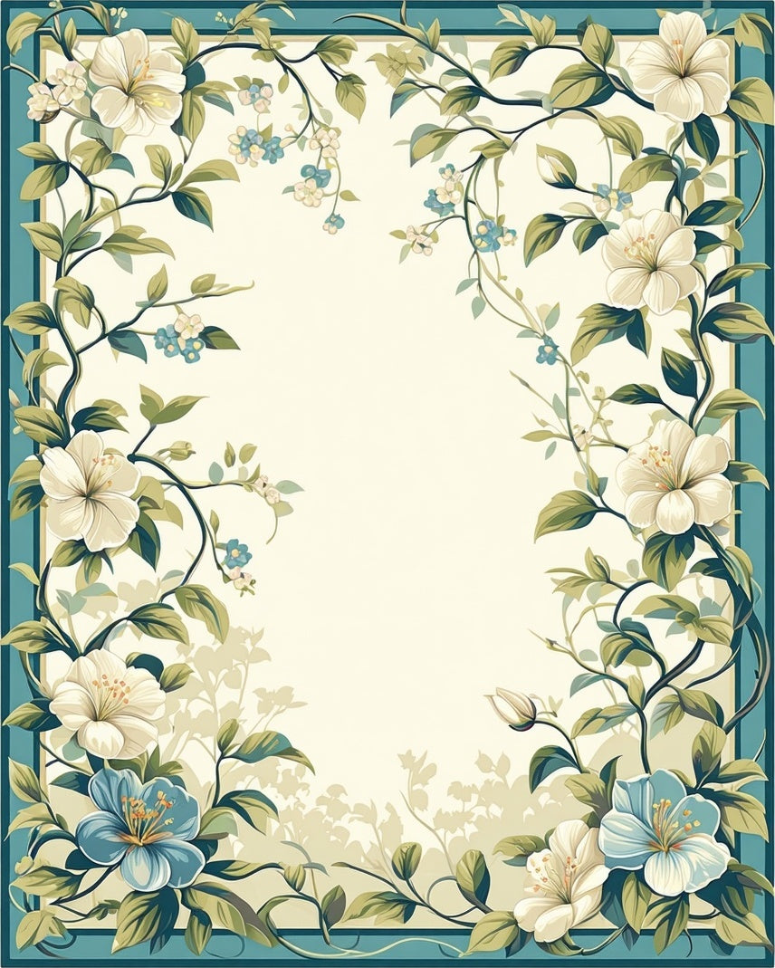 Classic Floral Vine Accented Design Rug