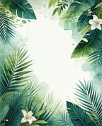 Tropical Greenery Watercolor Leaf Design Rug