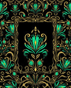 Elegant Black Floral Swirls Design Rug