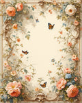 Charming Floral Butterfly Scrollwork Pattern Rug