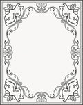 Ornate Scrollwork Black and White Frame Rug