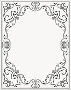 Ornate Scrollwork Black and White Frame Rug