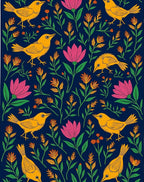 Yellow Birds Garden Pattern Rug