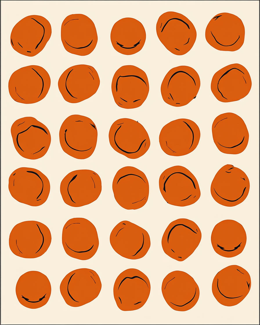 Abstract Orange Rounds Pattern Rug