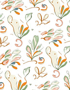 Whimsical Abstract Leafy Swirl Design Rug