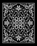 Black White Detailed Floral Medallion Rug