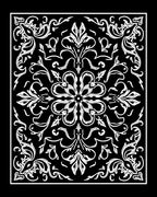 Black White Detailed Floral Medallion Rug