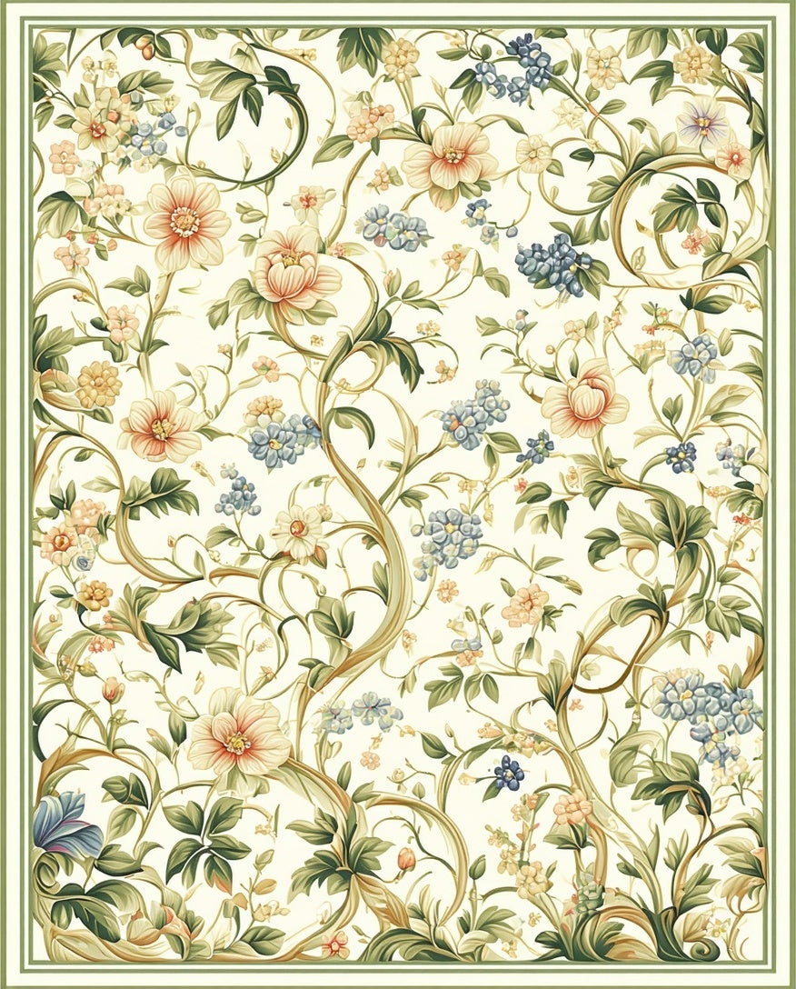 Whimsical Floral Vine Pattern Rug