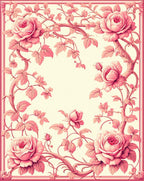 Pink Rose Floral Vine Pattern Rug