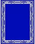 Vibrant Blue White Curving Border Rug