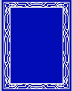 Vibrant Blue White Curving Border Rug