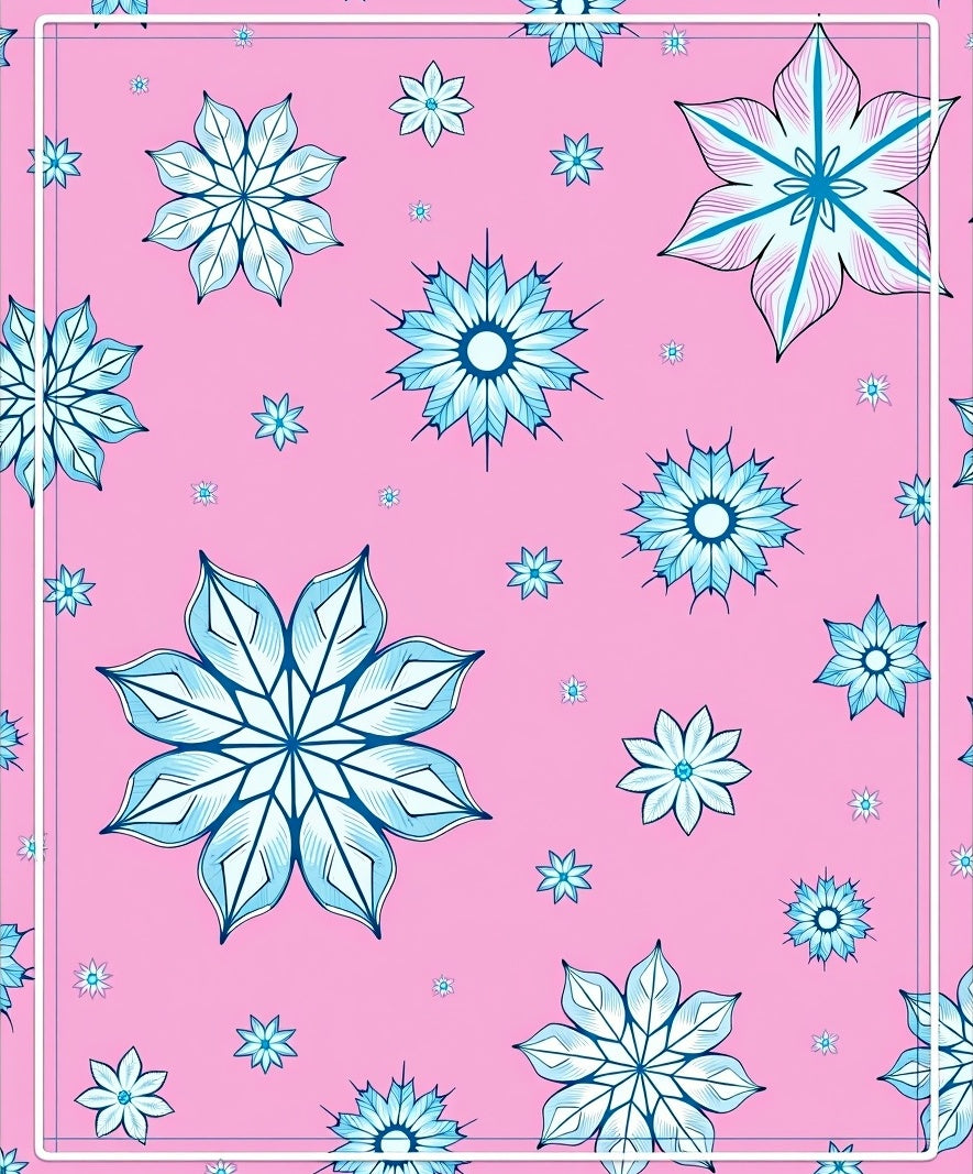 Pink Blue Floral Medallion Scattered Rug