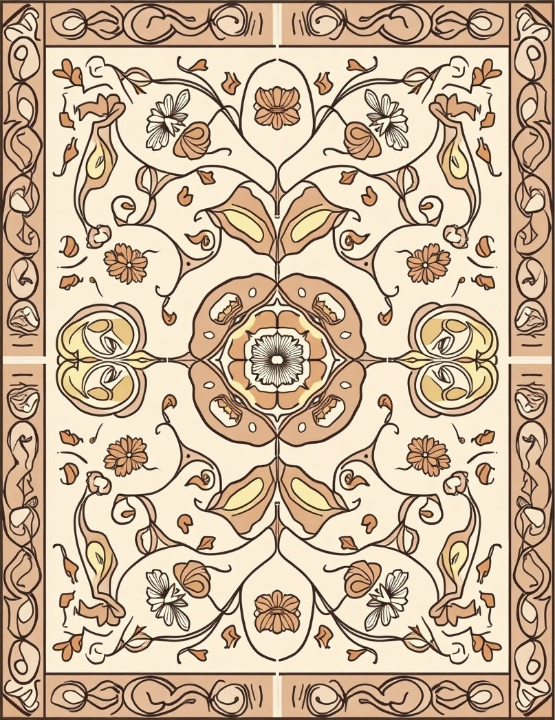 Ornate Floral Art Nouveau Rug