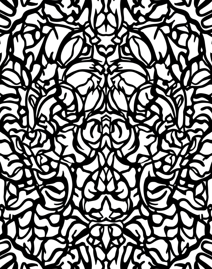 Intricate Black White Intertwined Pattern Rug