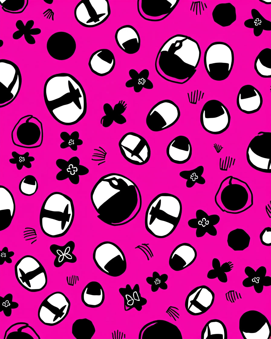 Abstract Floral And Eye Pattern Rug
