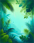 Lush Green Tropical Leaf Design Rug