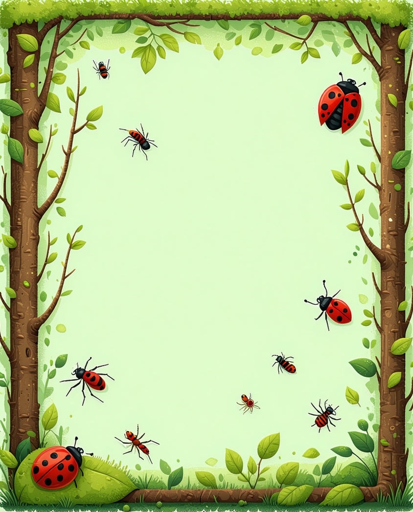 Enchanted Forest Bugs Leaves Design Rug