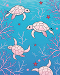 Sea Turtle Coral Reef Pattern Rug