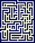 Navy Cream Geometric Maze Pattern Rug