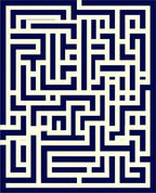 Navy Cream Geometric Maze Pattern Rug
