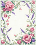 Elegant Pink Rose Lavender Floral Design Rug