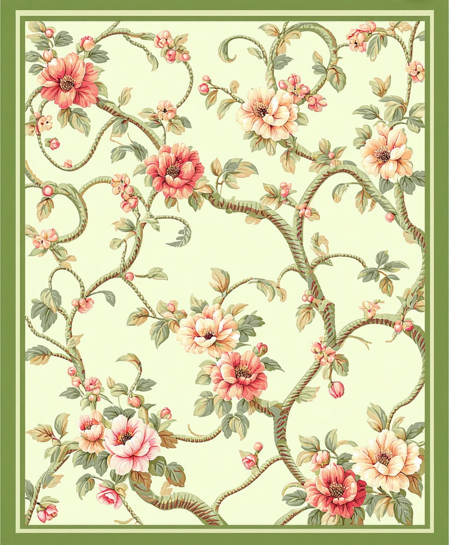 Elegant Floral Branch Porcelain Design Rug