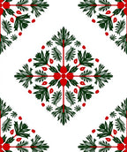 Green Red Leaf Medallion Rug