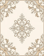 Ornate Filigree Floral Scroll Pattern Rug