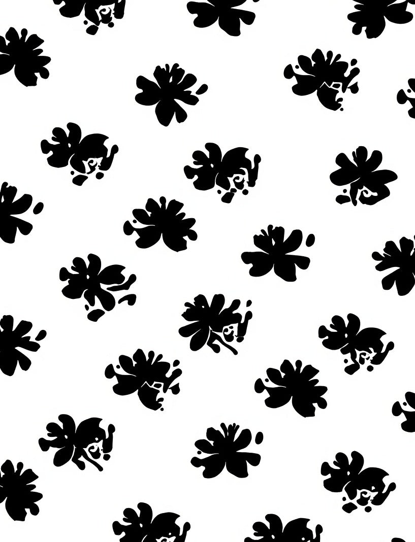 Bold Abstract Floral Black White Design Rug