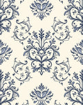 Classic Blue Floral Damask Pattern Rug