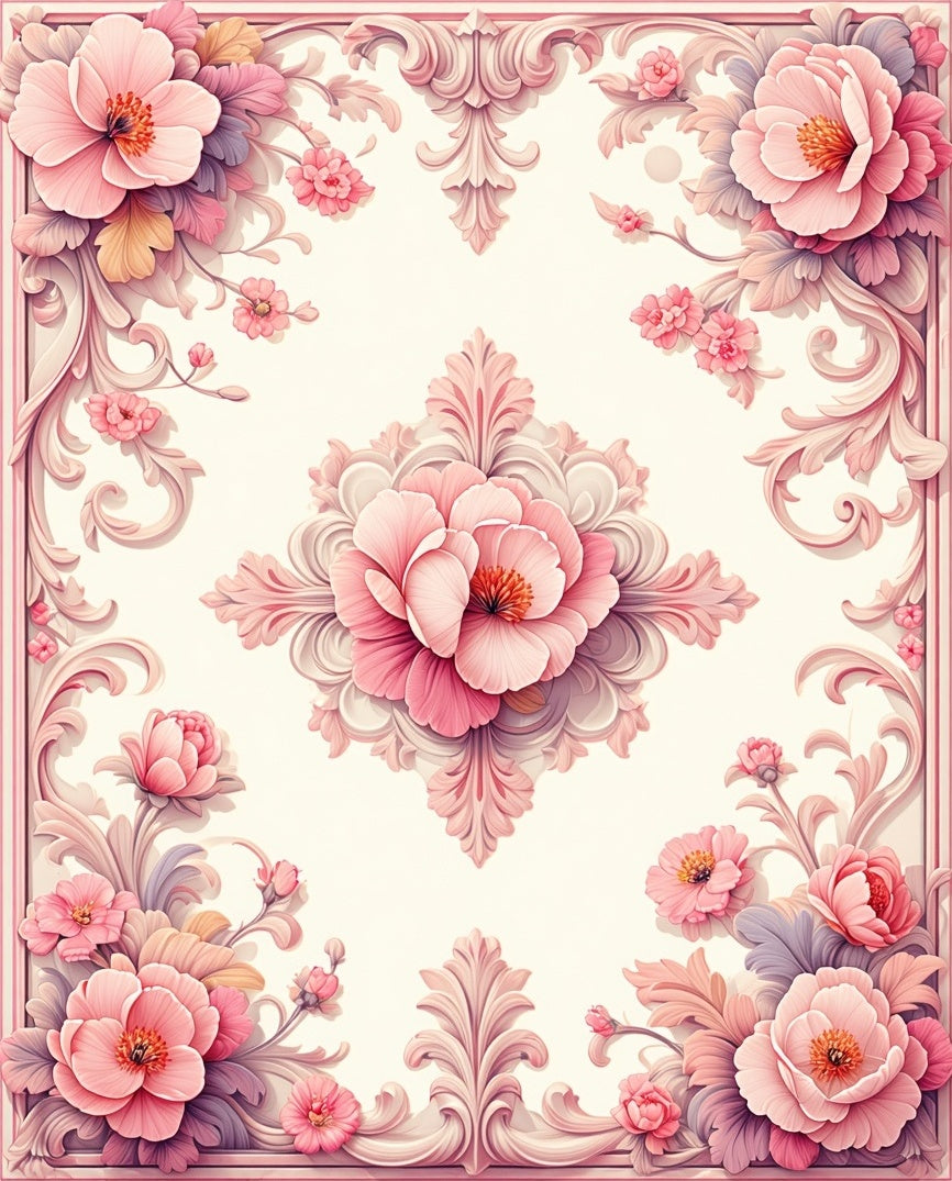 Elegant Floral Rococo Style Rug
