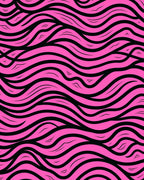 Vibrant Pink Black Wavy Lines Design Rug