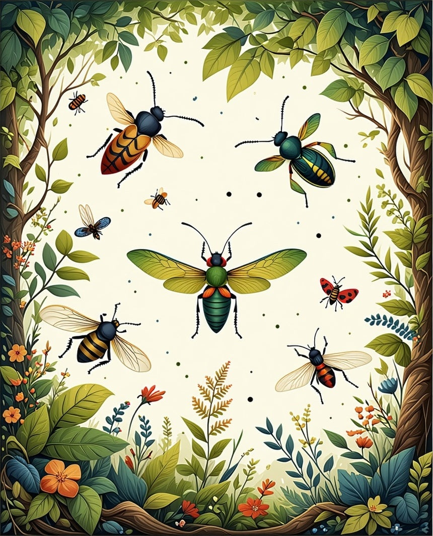 Nature Insects Floral Pattern Rug