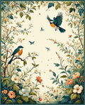 Whimsical Birds Botanical Garden Design Rug