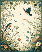 Whimsical Birds Botanical Garden Design Rug