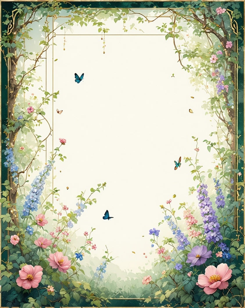 Whimsical Garden Butterflies Blossoms Rug