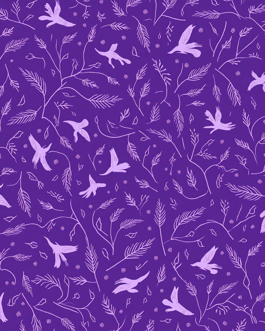 Whimsical Birds with Botanical Vines Pattern Rug
