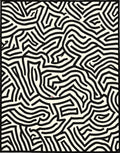Abstract Black And White Maze Pattern Rug